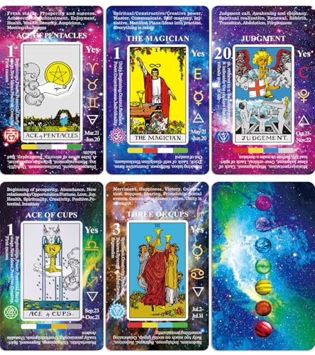 Vitacera Tarot Cards for Beginners Card Deck with Guidebook Keywords Yes or No Timing Colors Musical Pitch Planet Zodiac Element Chakra Numerology and Meanings on Them - Image 1