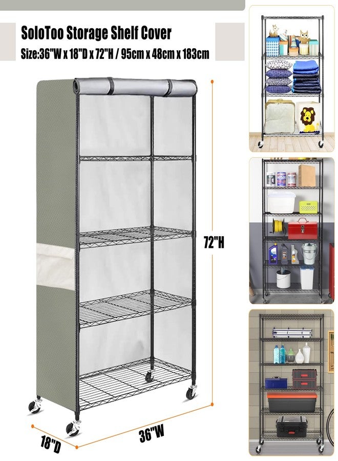 SoloToo Heavy-Duty Waterproof Wire Shelf Cover, Garage Storage Shelving Protector, Universal Fit 36 x 18 x 72 Inch Rack Covers with 1" Tolerance (Sage Green) - Image 2