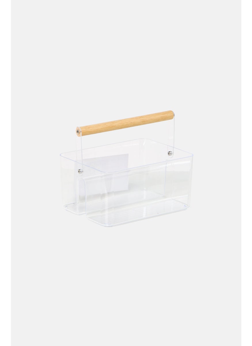 Oasis Home Cosmetic Caddy With Bamboo Handle, Tranparent  - Image 3