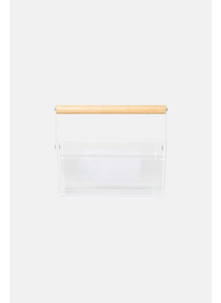 Oasis Home Cosmetic Caddy With Bamboo Handle, Tranparent  - Image 1