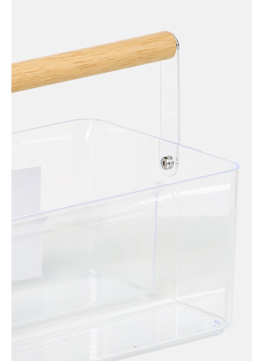 Oasis Home Cosmetic Caddy With Bamboo Handle, Tranparent  - Image 4