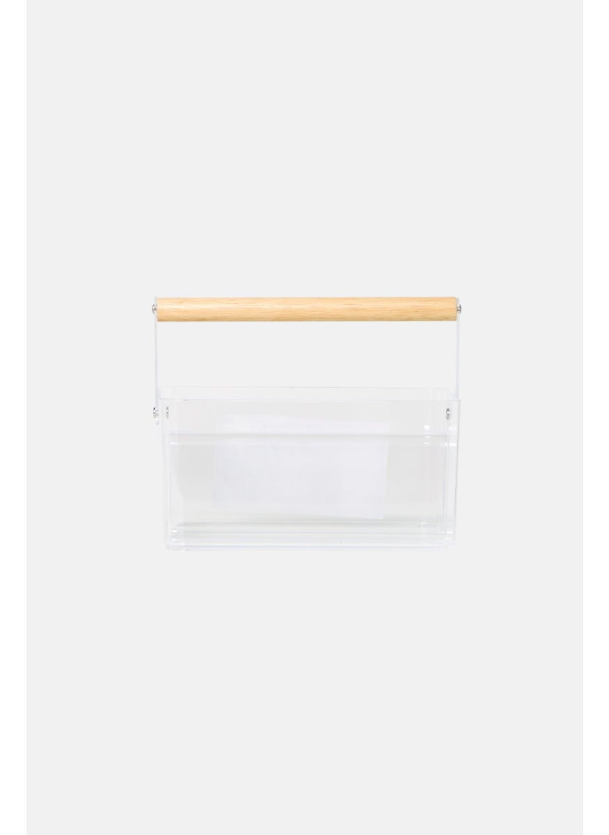 Oasis Home Cosmetic Caddy With Bamboo Handle, Tranparent  - Image 2