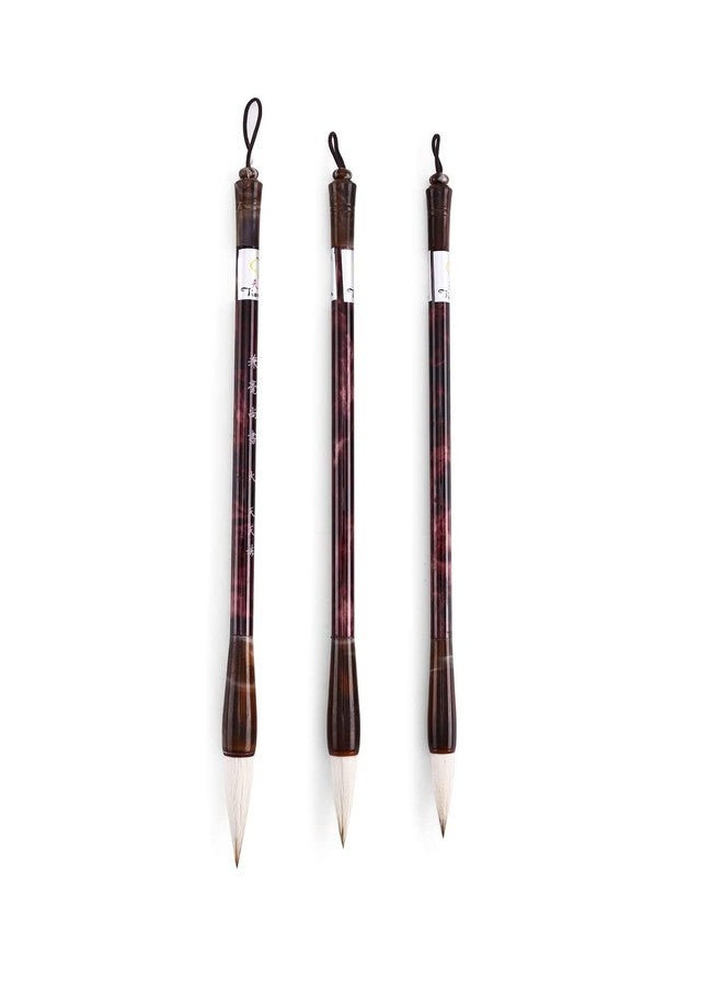 DEZIINE�3Pcs/Set Chinese Calligraphy Brush Kanji Japanese Art Sumi Writing Painting Drawing Practicing Brush Set for Students and Beginners,Small,Medium, Large Sizes - Image 2
