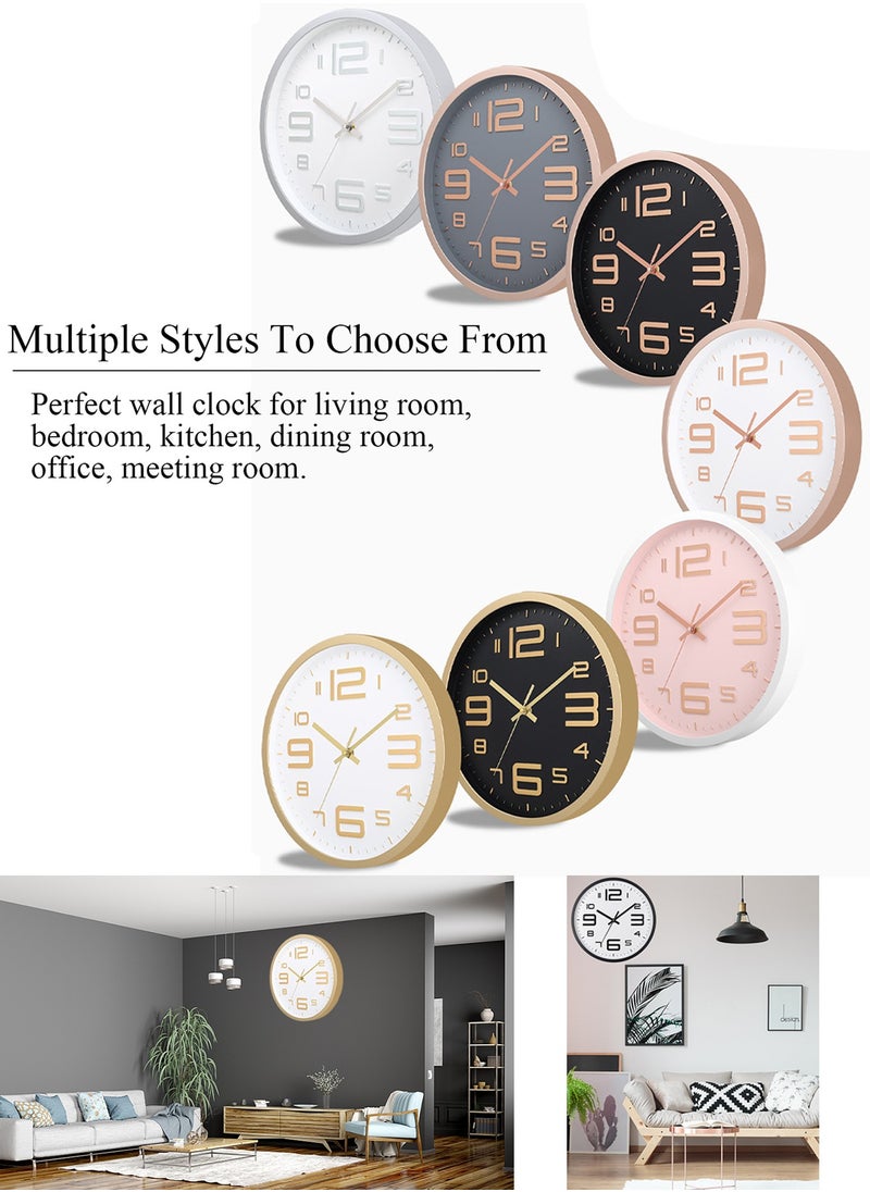 Qiccijoo Qiccijoo Wall Clock 12-inch Silent Non-Ticking Round Wall Clocks Battery Operated Easy to Read for Home/Office/School/Kitchen/Bedroom/Living Room(Gold)  - Image 3