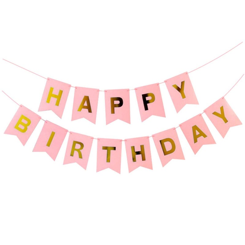 فام الوردي عيد ميلاد سعيد راية عيد ميلاد راية فتاة حفلة عيد ميلاد اللوازم حفلة عيد ميلاد الديكور لوازم عيد ميلاد الاطفال - Image 2
