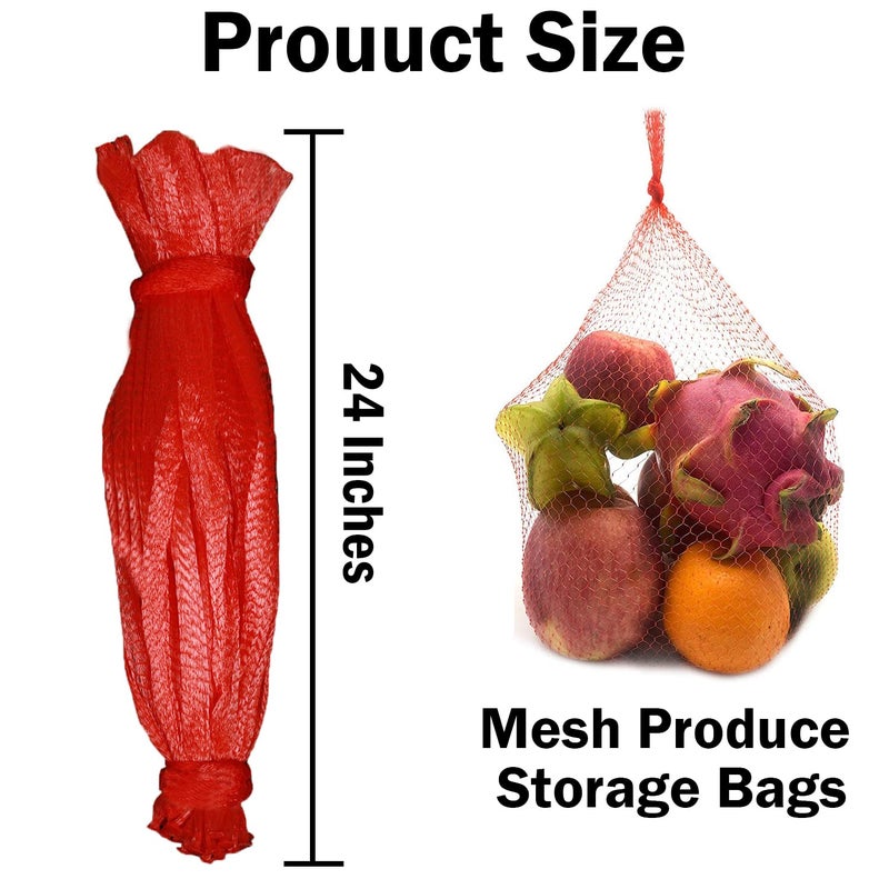 Dupiulk Reusable Produce Mesh Bags, 24 Inch Seafood Boil Bags for Crab Clam Shellfish Crawfish Cooking, Onion Potato Storage Eco-friendly Fruit Vegetable Produce Packaging Supplies Net (100Pcs-Red) - Image 2