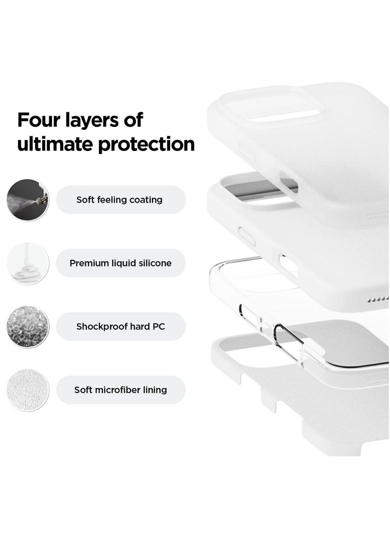 Silicone Case Compatible with iPhone 16 Pro, Slim Liquid Silicone Phone Case with 3-Layer Soft Rubber Shockproof Bumper with TPU Lining (White) - Image 3