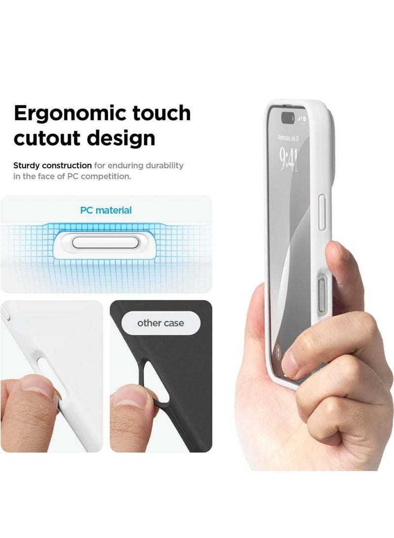 Silicone Case Compatible with iPhone 16 Pro, Slim Liquid Silicone Phone Case with 3-Layer Soft Rubber Shockproof Bumper with TPU Lining (White) - Image 4