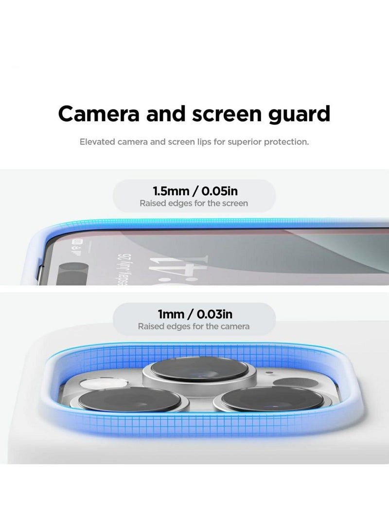 Silicone Case Compatible with iPhone 16 Pro, Slim Liquid Silicone Phone Case with 3-Layer Soft Rubber Shockproof Bumper with TPU Lining (White) - Image 5