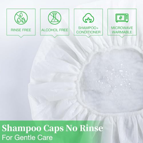 Med Shampoo Caps No Rinse Waterless Hair Washing Shower Caps 12 Packs for Elderly, Women, Hospital, Camping - Image 2
