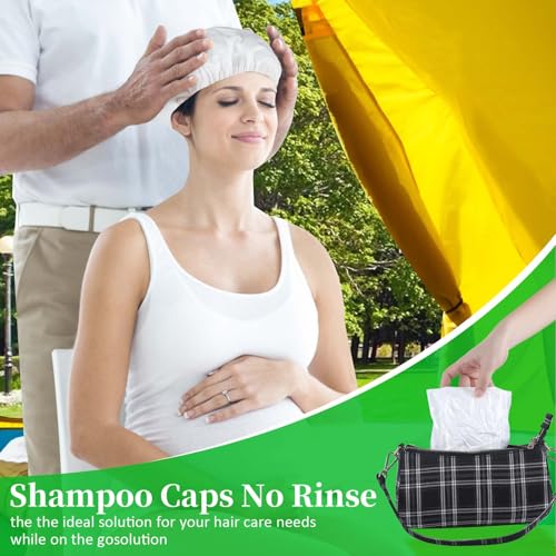 Med Shampoo Caps No Rinse Waterless Hair Washing Shower Caps 12 Packs for Elderly, Women, Hospital, Camping - Image 4