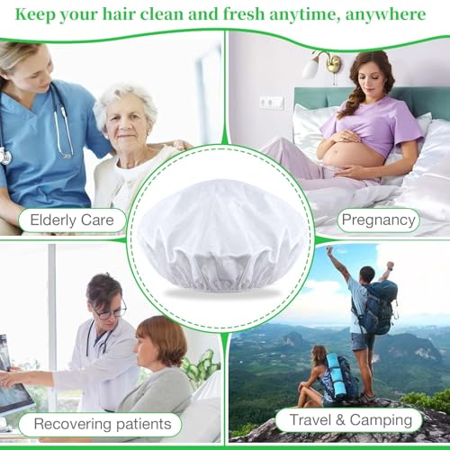 Med Shampoo Caps No Rinse Waterless Hair Washing Shower Caps 12 Packs for Elderly, Women, Hospital, Camping - Image 5