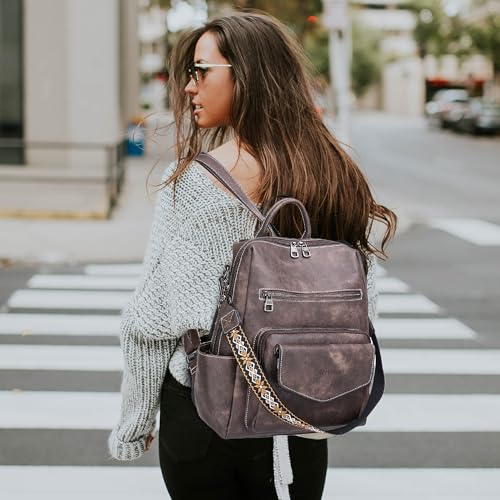 WYFJNX Backpack Purse for Women Leather Backpack Ladies Fashion Handbag Designer Shoulder Bag Small Travel Bag Dark Brown - Image 5