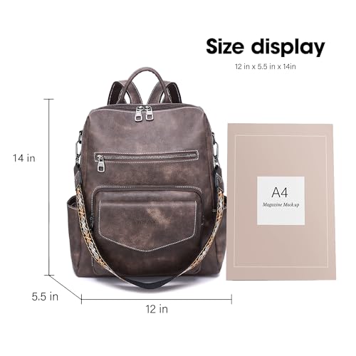 WYFJNX Backpack Purse for Women Leather Backpack Ladies Fashion Handbag Designer Shoulder Bag Small Travel Bag Dark Brown - Image 2