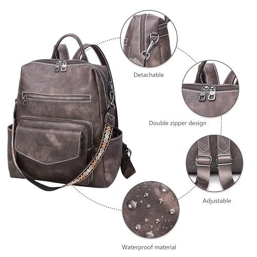 WYFJNX Backpack Purse for Women Leather Backpack Ladies Fashion Handbag Designer Shoulder Bag Small Travel Bag Dark Brown - Image 4