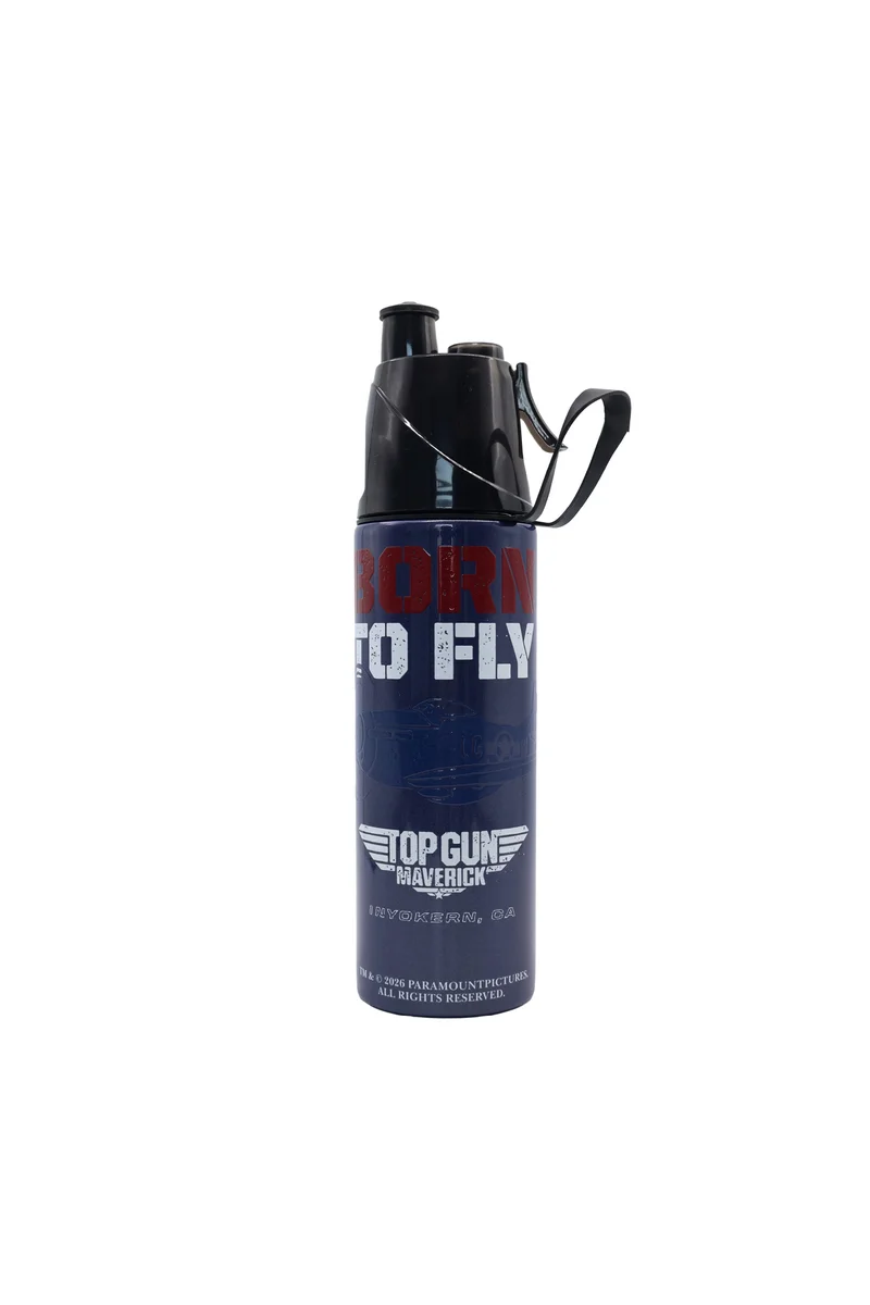 مون MOON Licensed Top Gun Water Bottle with Spray Mist | Cooling Spray | BPA-Free  Stainless Steel | Leak-Proof for School, Camping, Hiking, Outdoor Play | Boys Water Bottle |500ml