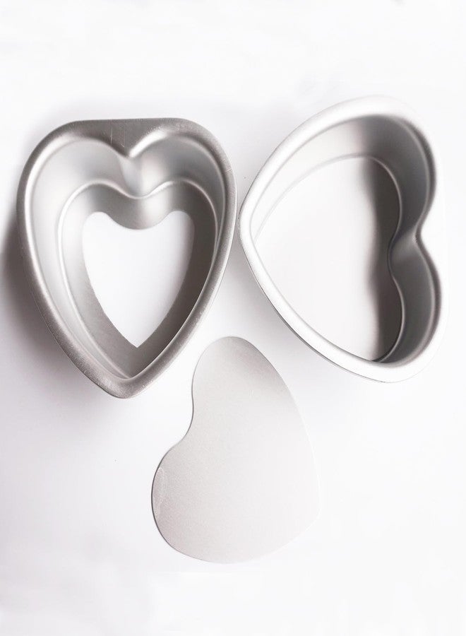 LoveDeal Set of 2 Heart Cake Mold 4 Inch, Small Heart Shaped Baking Pans with Removable Bottom, Aluminum Cheesecake Pan for Wedding, Anniversary, Oven Baking - Image 4