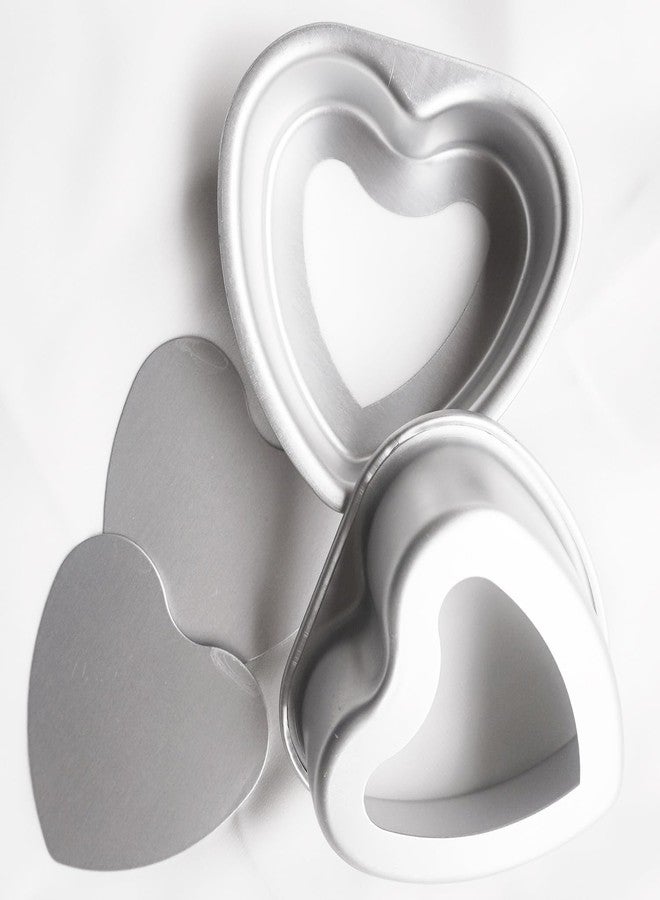 LoveDeal Set of 2 Heart Cake Mold 4 Inch, Small Heart Shaped Baking Pans with Removable Bottom, Aluminum Cheesecake Pan for Wedding, Anniversary, Oven Baking - Image 3