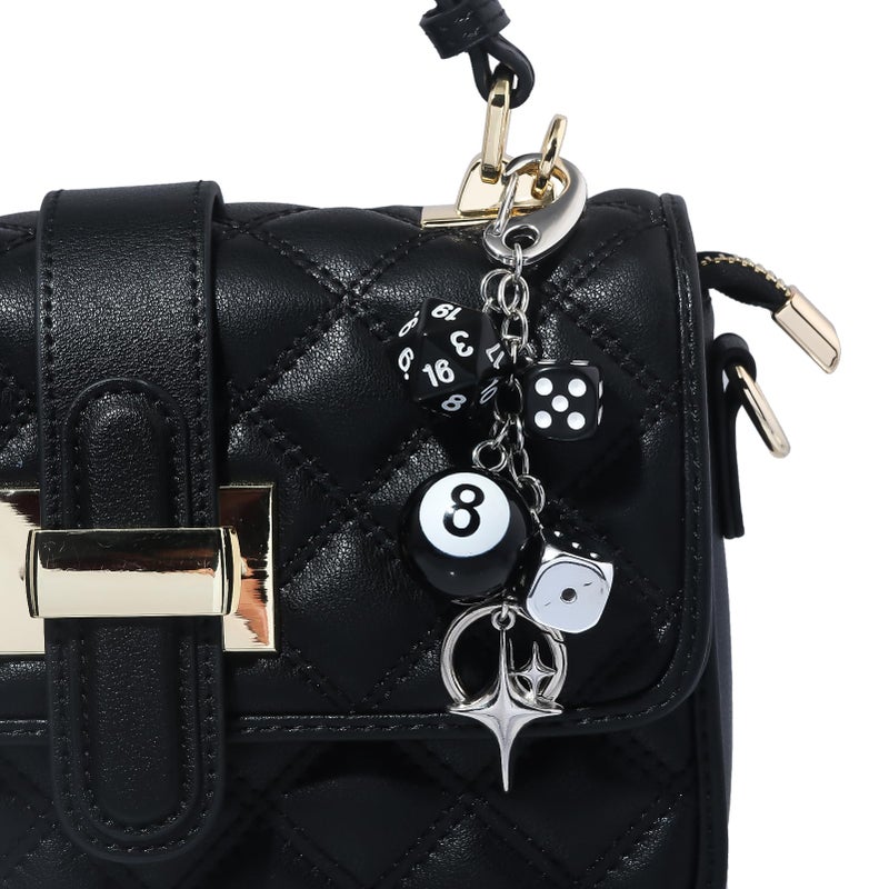 SORGERLY 8 Ball Dice Charm Keychain - Cool Black Bag Purse Handbag Backpack Car Accessories - Y2K Aesthetic Star Key Chain for Women Men(Black) - Image 3