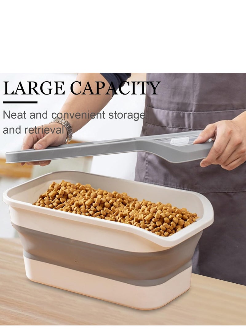 Foldable Pet Food Storage Container with Measuring Cup - 10 kg Collapsible Dog and Cat Dry Food Bin, Moisture Proof Sliding Lid, Rice and Cereal Dispenser, Food Grade PP, 43 x 25 cm, Grey - Image 5