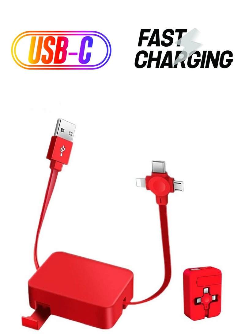 Excefore 3 in 1 Multi USB Fast Charging Cable Adapter with USB C/Micro USB/Compatible with iPhone Port - Image 1