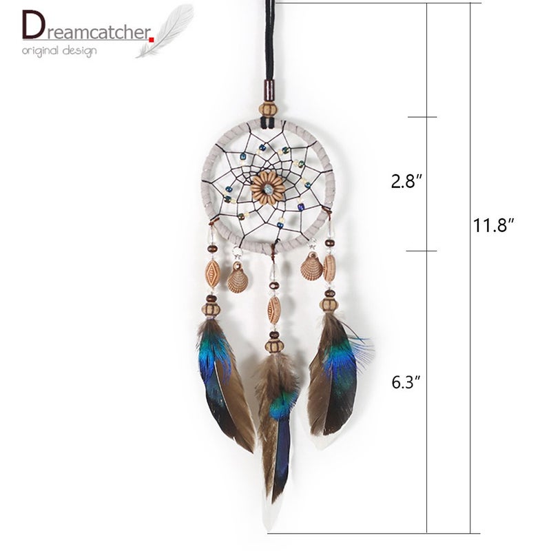 YGMONER حامل أحلام للسيارة، ديكور يدوي على طراز بوهيمي لتعليق مرآة الرؤية الخلفية مع ريش وخرز، تميمة حظ جيدة للسفر الآمن، ملحقات سيارات للنساء (اختيارات شائعة) - Image 5
