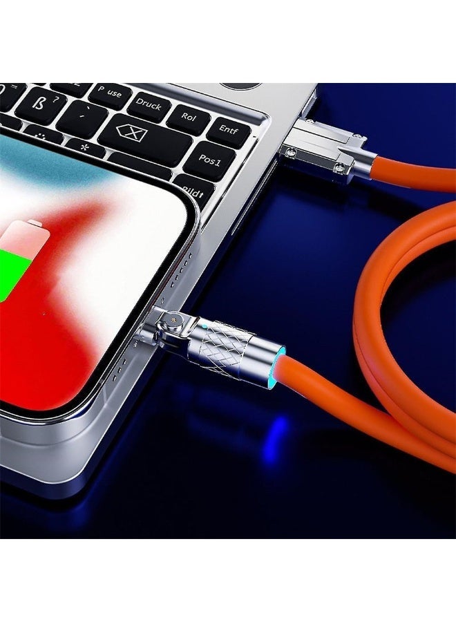 180 Degree Rotating Fast Charging Cable USB to Type-C Right Angle Head for Mobile Phones and Data Transfer 2 Meter Length 120W Thick Flexible Corrosion Resistant Wire Suitable for Gaming and Car Use - Image 4