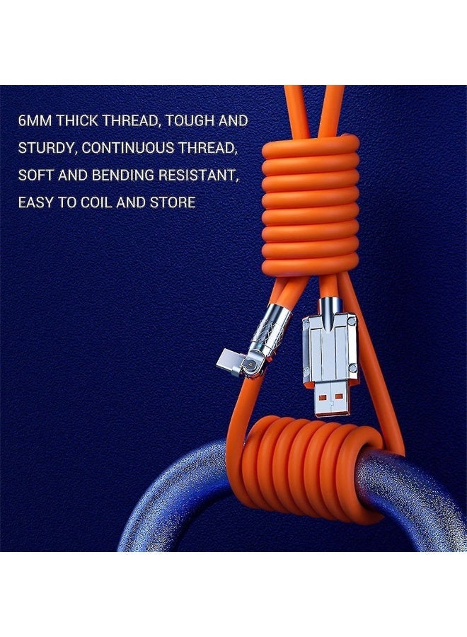 180 Degree Rotating Fast Charging Cable USB to Type-C Right Angle Head for Mobile Phones and Data Transfer 2 Meter Length 120W Thick Flexible Corrosion Resistant Wire Suitable for Gaming and Car Use - Image 5