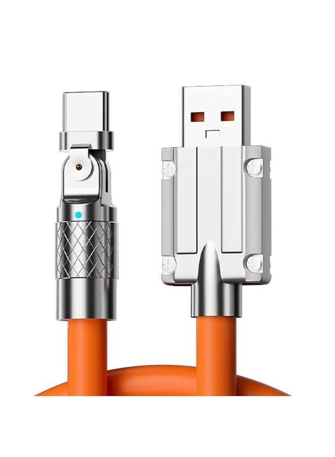 180 Degree Rotating Fast Charging Cable USB to Type-C Right Angle Head for Mobile Phones and Data Transfer 2 Meter Length 120W Thick Flexible Corrosion Resistant Wire Suitable for Gaming and Car Use - Image 2