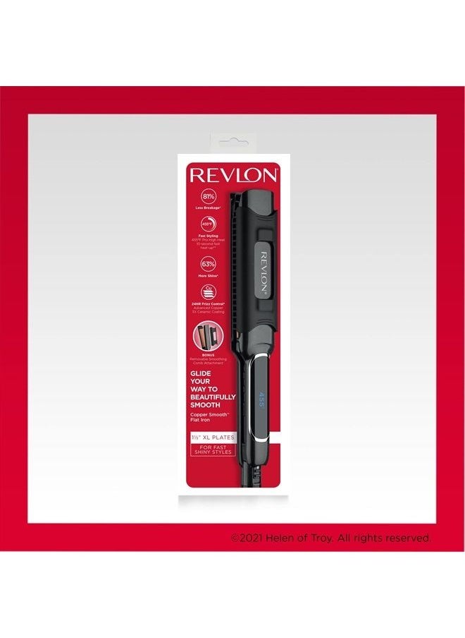 Revlon - Revlon Copper Smooth Hair Flat Iron | Frizz Control for Fast and Shiny Styles, (XL 1-1/2 in), Black - Image 1
