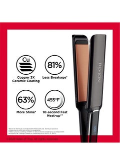 Revlon Revlon Copper Smooth Hair Flat Iron | Frizz Control for Fast and Shiny Styles, (XL 1-1/2 in), Black  - Image 5