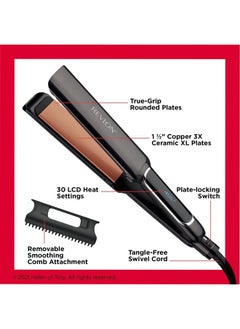 Revlon Revlon Copper Smooth Hair Flat Iron | Frizz Control for Fast and Shiny Styles, (XL 1-1/2 in), Black  - Image 4