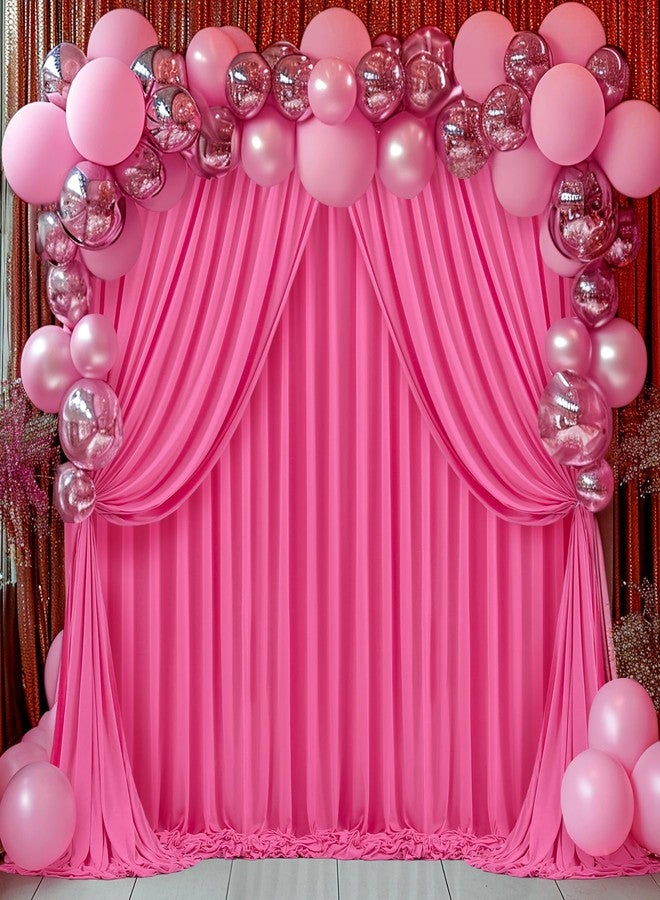 PARTISKY 8x10FT Hot Pink Backdrop Curtains for Wedding Parties, Wrinkle Free Polyester Fuchsia Photography Backdrop Drapes for Baby Shower Birthday Parties Valentines Decorations 4x10ft,2 Panels - Image 5