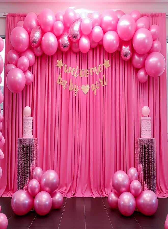 PARTISKY 8x10FT Hot Pink Backdrop Curtains for Wedding Parties, Wrinkle Free Polyester Fuchsia Photography Backdrop Drapes for Baby Shower Birthday Parties Valentines Decorations 4x10ft,2 Panels - Image 4