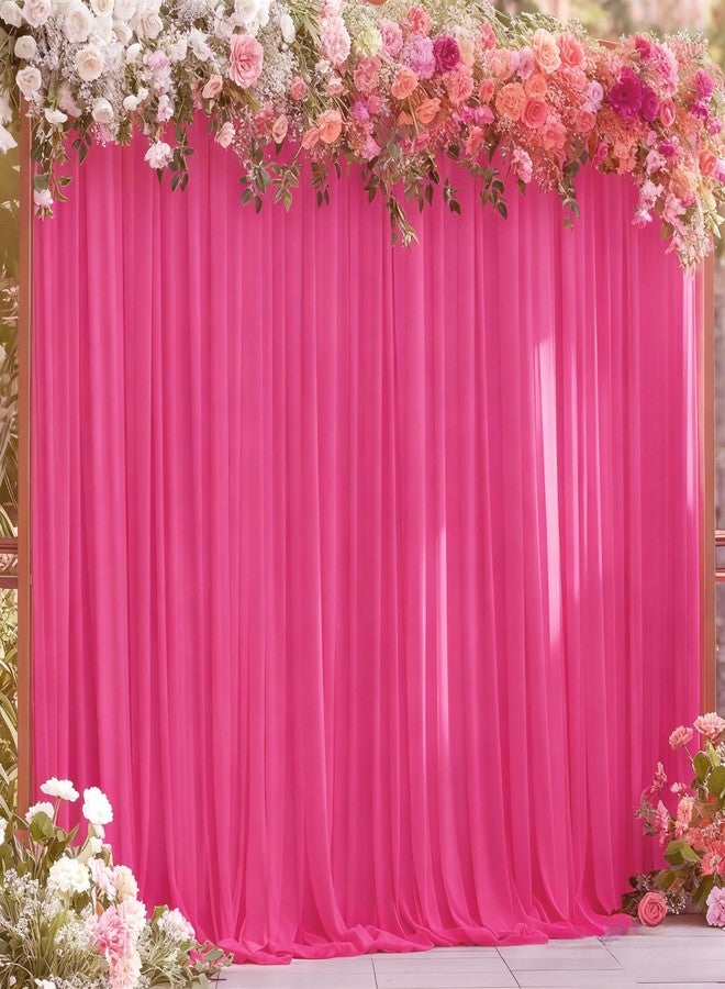 PARTISKY 8x10FT Hot Pink Backdrop Curtains for Wedding Parties, Wrinkle Free Polyester Fuchsia Photography Backdrop Drapes for Baby Shower Birthday Parties Valentines Decorations 4x10ft,2 Panels - Image 1