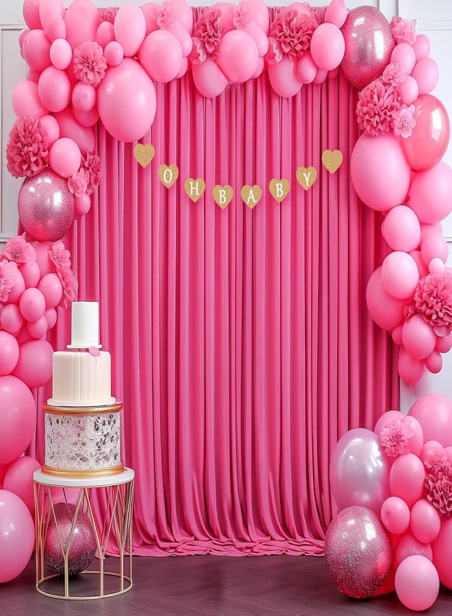 PARTISKY 8x10FT Hot Pink Backdrop Curtains for Wedding Parties, Wrinkle Free Polyester Fuchsia Photography Backdrop Drapes for Baby Shower Birthday Parties Valentines Decorations 4x10ft,2 Panels - Image 2