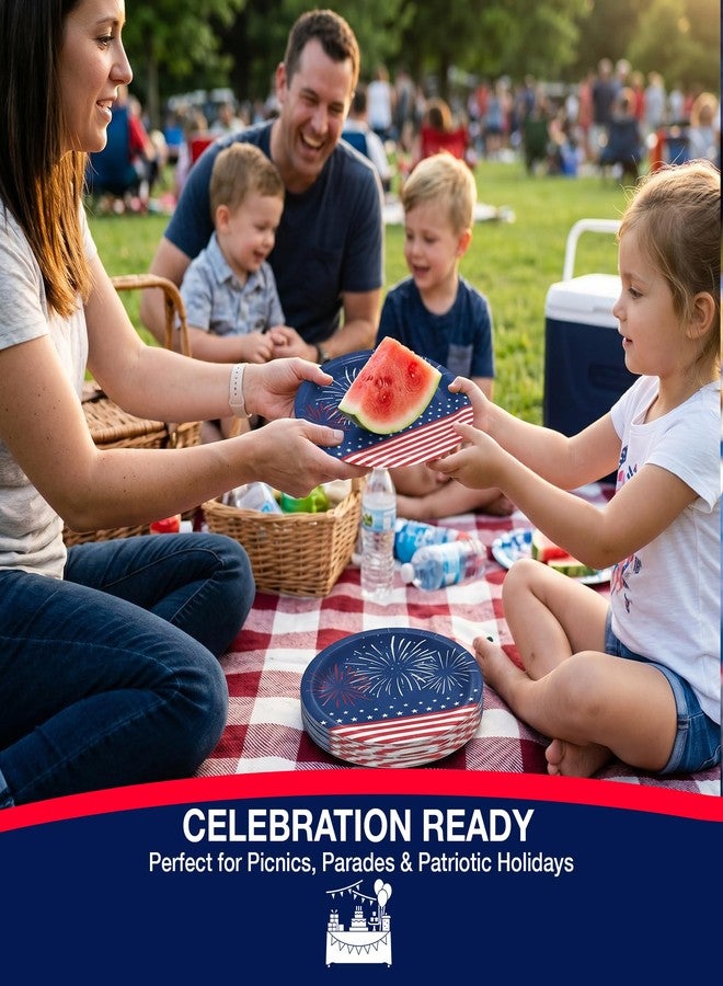 Party Solids 4th of July Plates, 9-Inch 4th of July Paper Plates, Patriotic Paper Plates for Patriotic Party Supplies, 60 Pieces, Heavy Duty 350 GSM, American Flag Design - Image 5