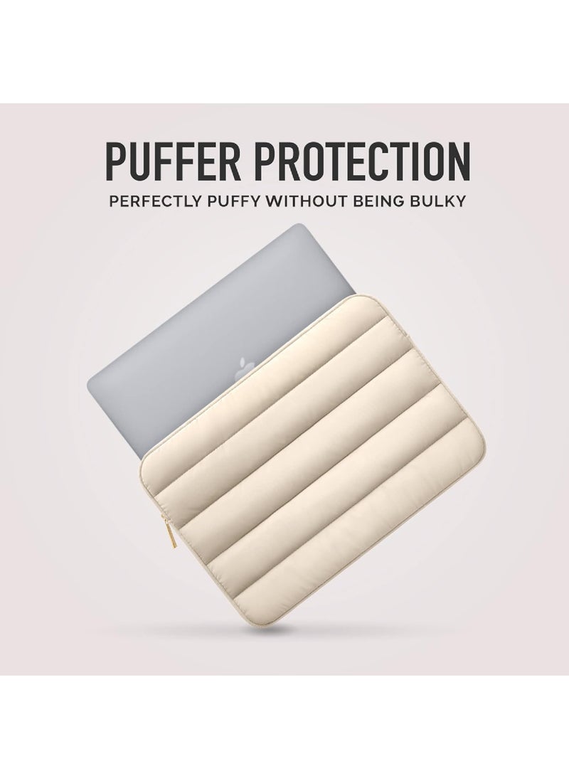 Captaintech 15-16 Inch Beige Laptop Sleeve for Women and Men MacBook Pro 16 Inch Case Cute Computer Sleeve Carrying Case Laptop Bag/Asus/Dell/HP 15.6 Inch Laptop Cover - Image 2