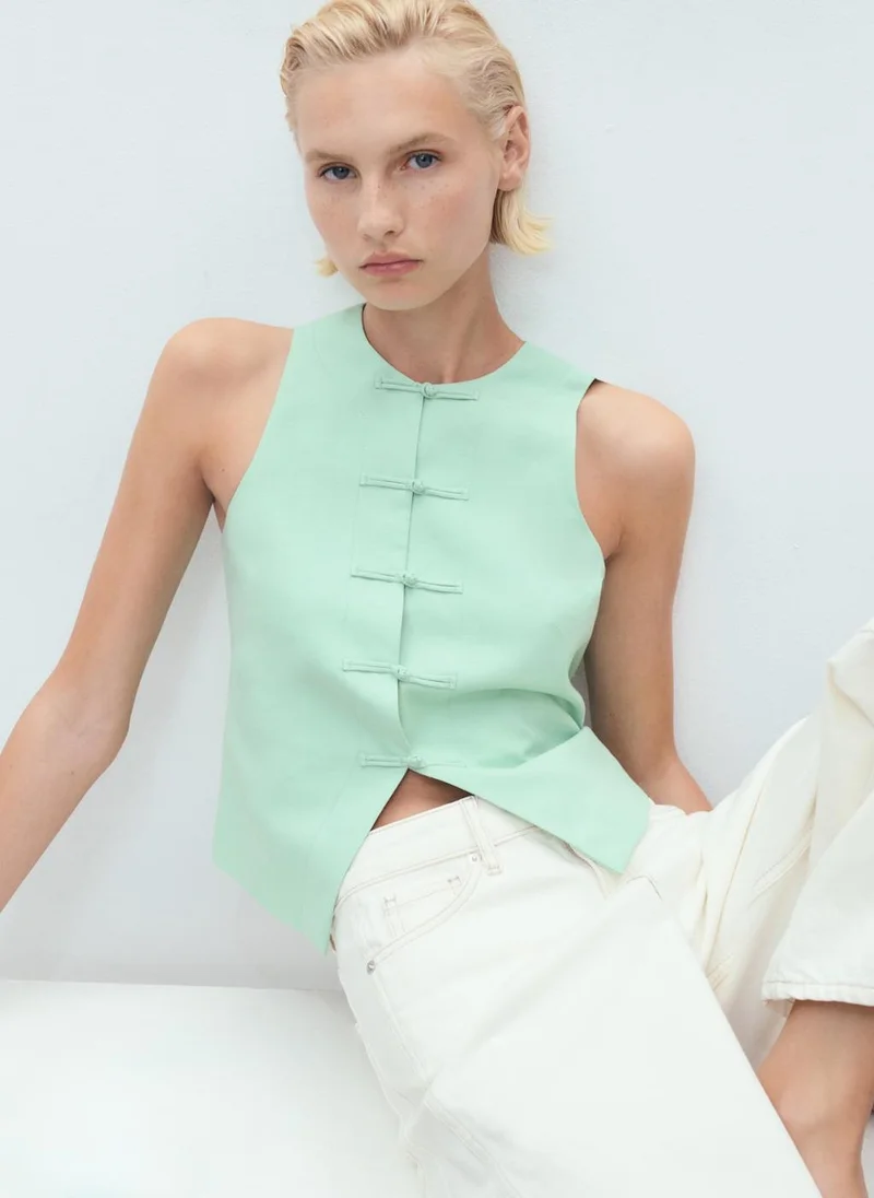 MANGO Linen-Blend Suit Waistcoat