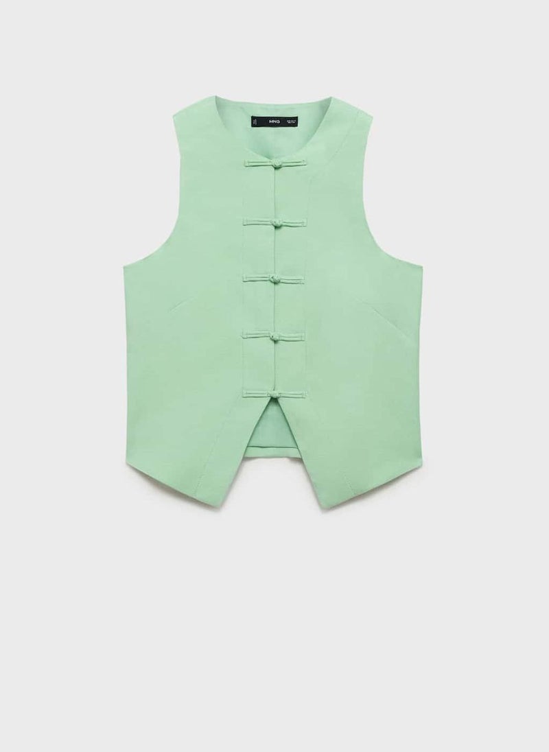 MANGO Linen-Blend Suit Waistcoat  - Image 5