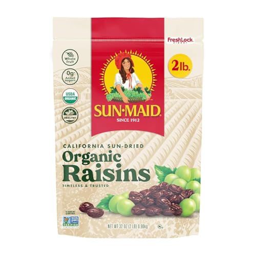 SunMaid Organic California SunDried Raisins  32 oz Resealable Bag  Organic Dried Fruit Snack for Lunches Snacks and Natural Sweeteners - Image 1