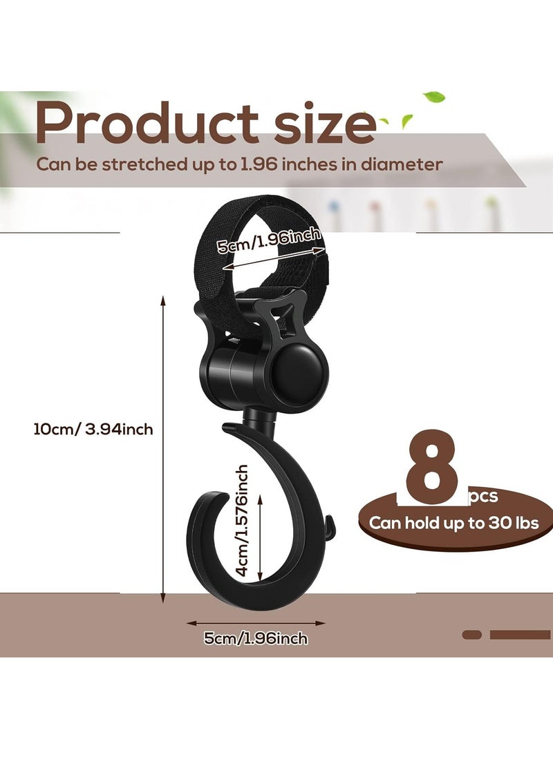 SYOSI - 8 Pack Stroller Hooks Universal Diaper Bag Hook for Stroller 360° Rotation Large Stroller Hooks for Shopping Strong Load-Bearing 33 LB Car Back Seat Hooks - Image 1