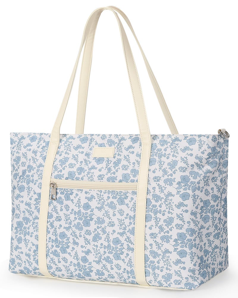 TANTO Laptop Bag for Women 17 Inch, Travel Laptop Tote for Girl Work Tote Bag with Compartments & 15 Pockets Cute Flower Waterproof Computer Bag Business Office Work Organized Bag with Shoulder Straps - Image 1