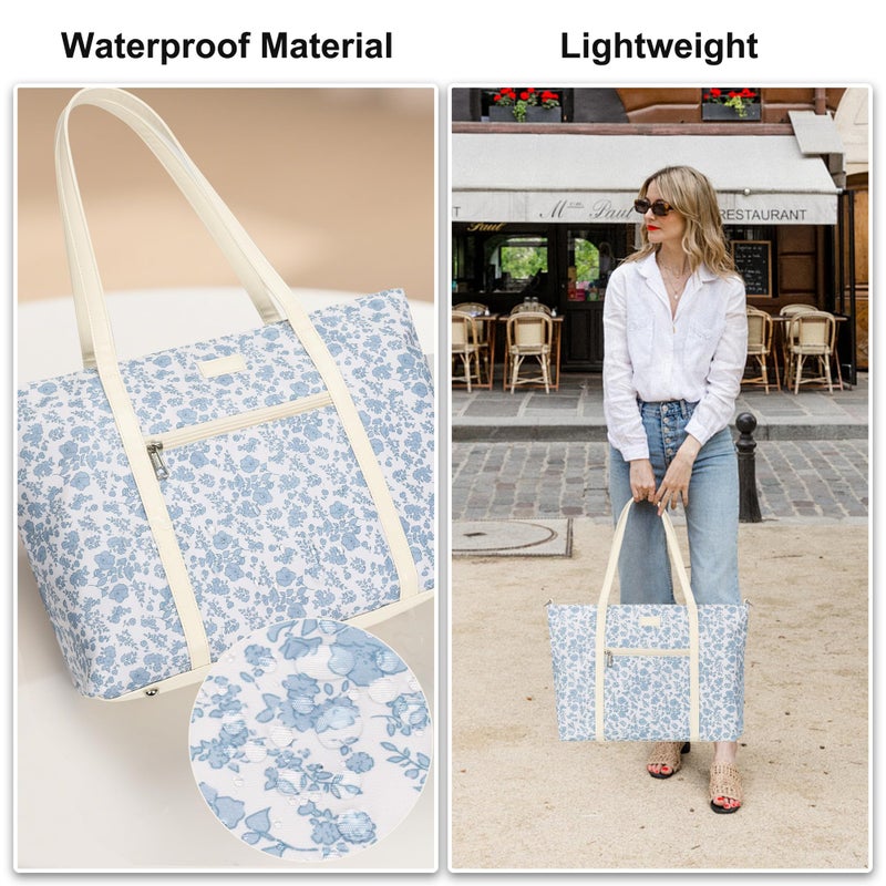 TANTO Laptop Bag for Women 17 Inch, Travel Laptop Tote for Girl Work Tote Bag with Compartments & 15 Pockets Cute Flower Waterproof Computer Bag Business Office Work Organized Bag with Shoulder Straps - Image 4