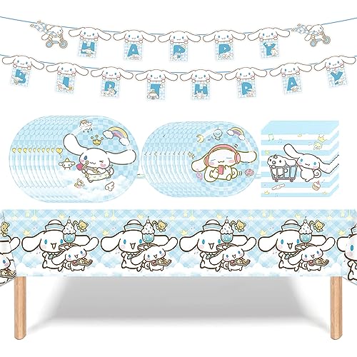 WOOACME Cartoon Theme Birthday Party Decorations Supplies Cartoon Party Tableware Include Birthday Banner Tablecover 10Pcs 9 Plates 10Pcs 7 Plates 20 PCS Napkins - Image 1
