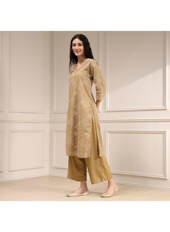 BIBA Women's Cotton Printed Straight Kurta L - Image 3