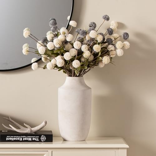 Mitt&Ditt Ceramic Flower Vase, 12.5 inch Tall Off-White Vase, Large Decorative Terracotta Vases, Farmhouse Rustic Pottery Vases for Home Decor, Living Room, Table - Image 3