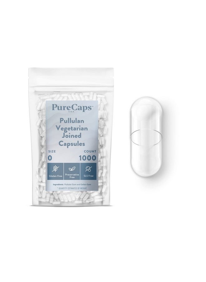 PureCaps USA - Size 0 Empty Clear Vegetarian Pullulan Pill Capsules Fast Dissolving And Easily Digestible Preservative Free With Natural Ingredients (1000 Joined Capsules) - Image 1