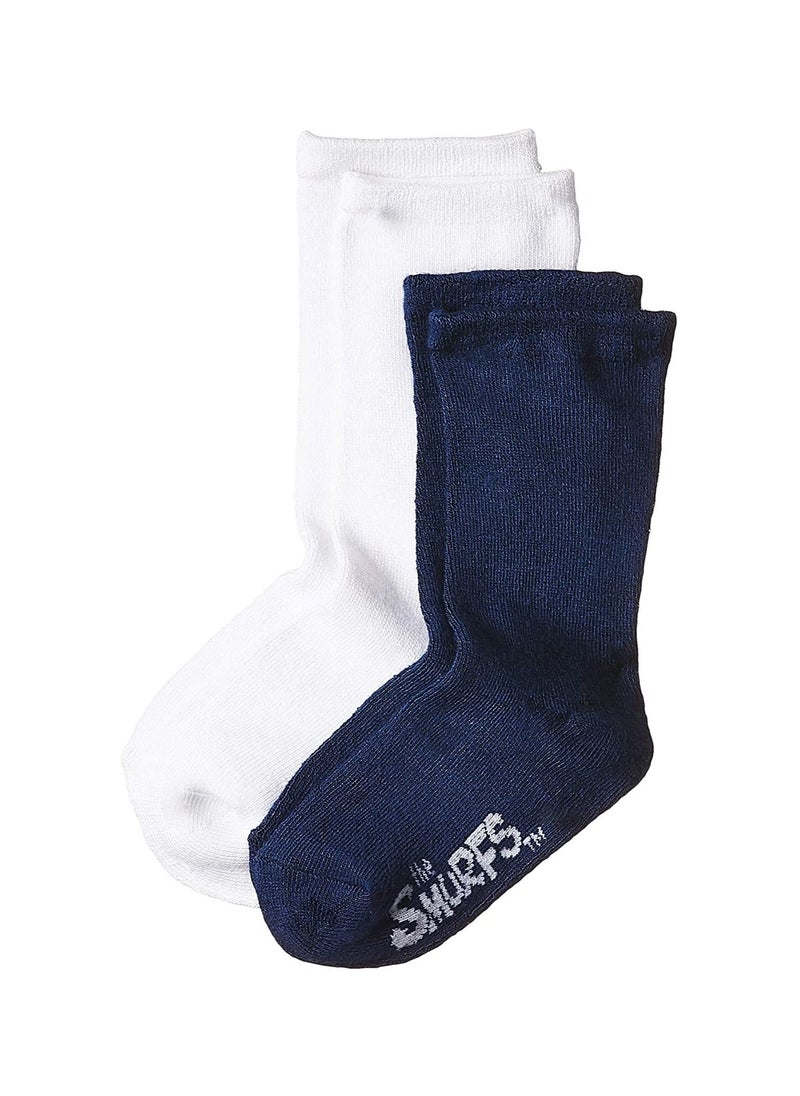 THE SMURFS - Smurf Bamboo Cotton Sock - Solid (Pack Of 2) - White & Navy Blue 5-8Y - Image 1