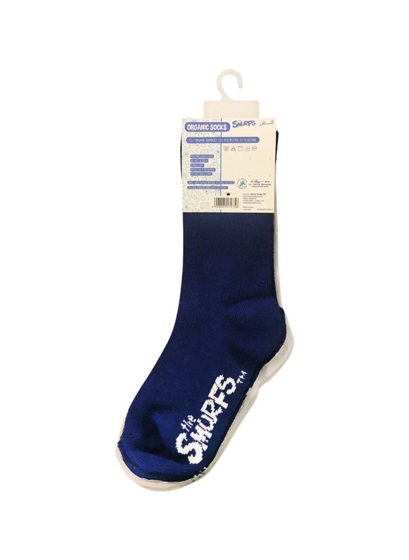 THE SMURFS - Smurf Bamboo Cotton Sock - Solid (Pack Of 2) - White & Navy Blue 5-8Y - Image 1